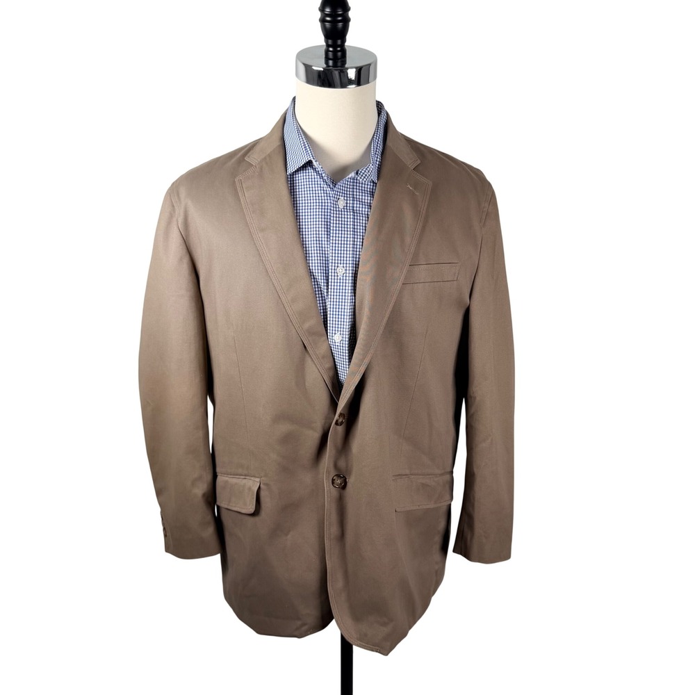 Wall Street Mens Tan Cotton Two Button Blazer Sport Coat Jacket Size 46R Vintage